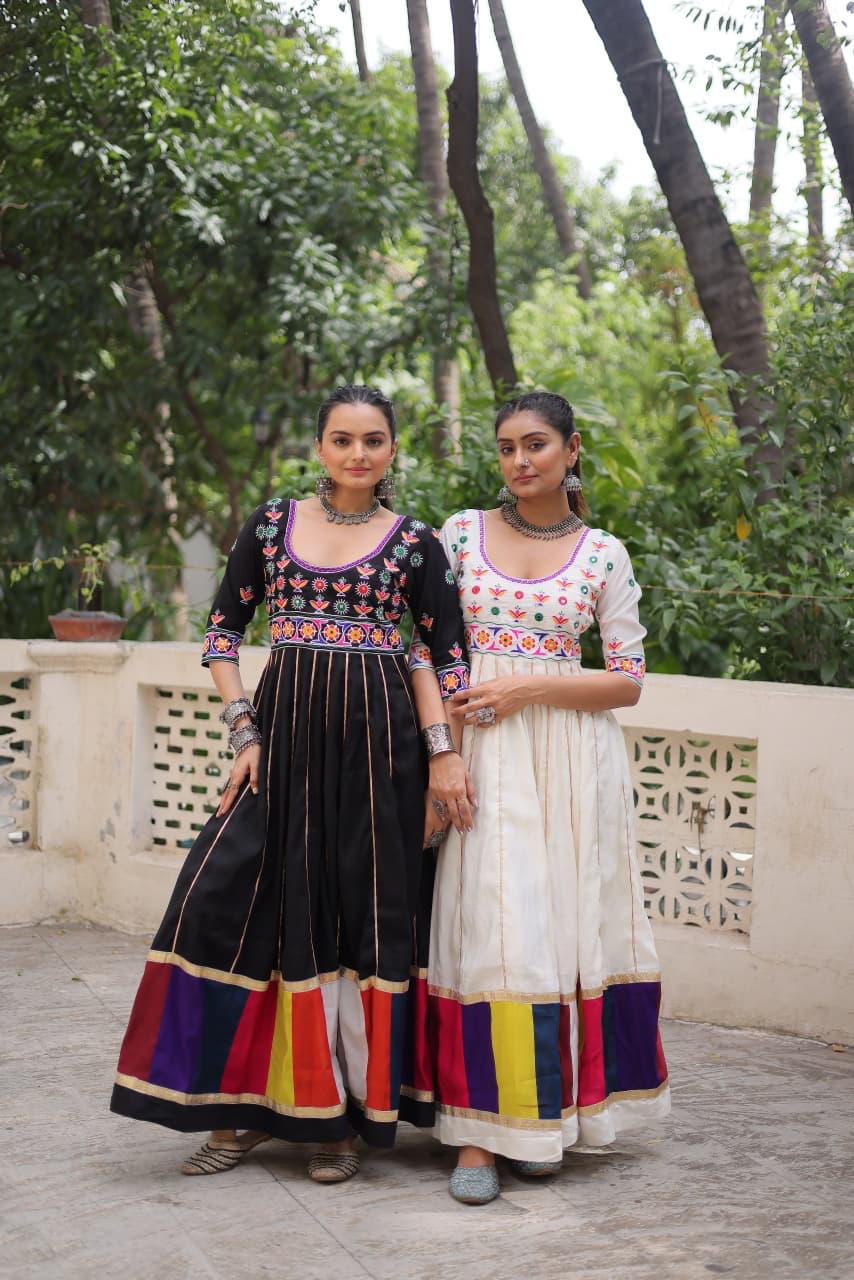 Multicolor Gota Gown for Navaratri Festival  Women Dress