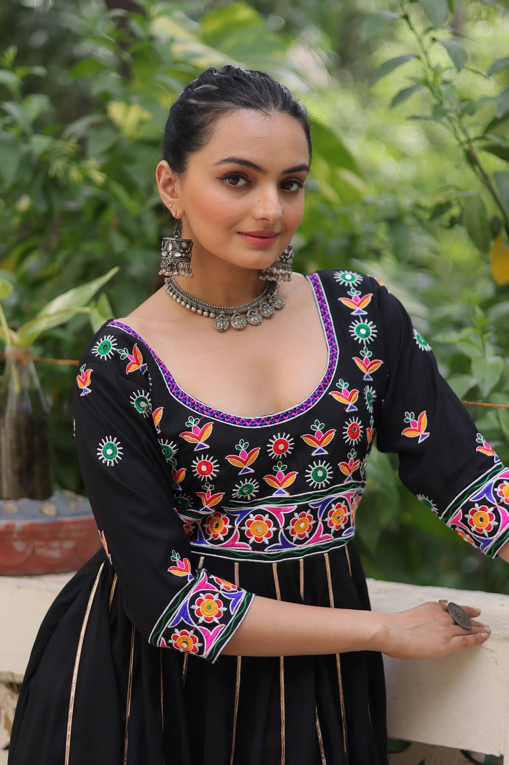 Multicolor Gota Gown for Navaratri Festival  Women Dress