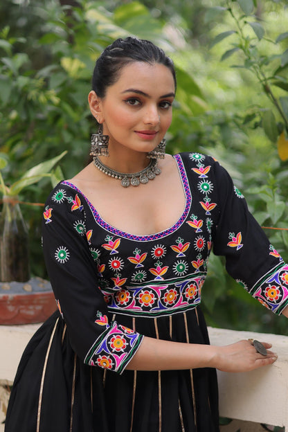 Multicolor Gota Gown for Navaratri Festival  Women Dress