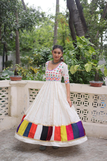 Multicolor Gota Gown for Navaratri Festival  Women Dress