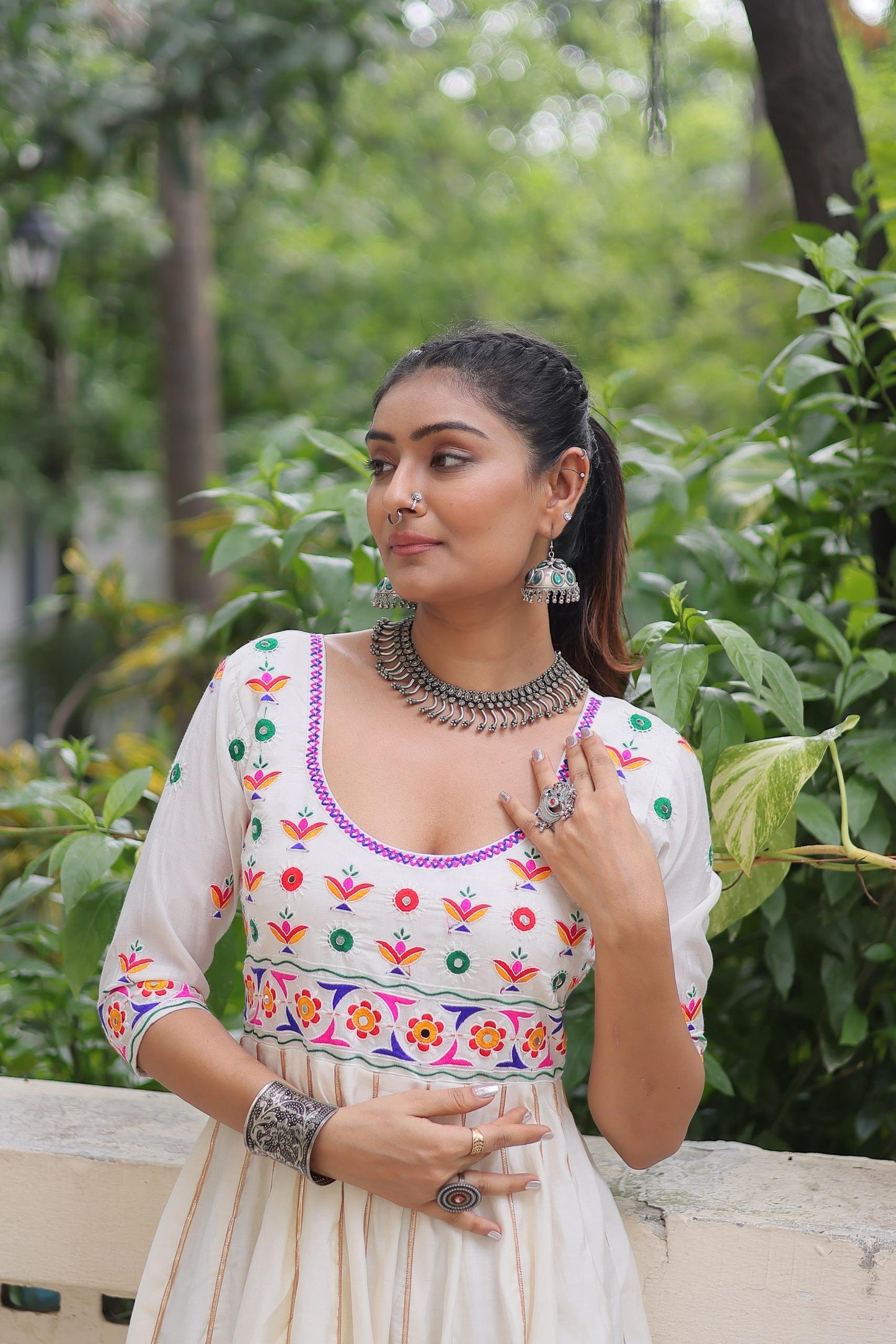 Multicolor Gota Gown for Navaratri Festival  Women Dress