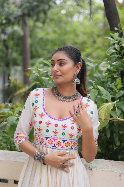 Multicolor Gota Gown for Navaratri Festival  Women Dress