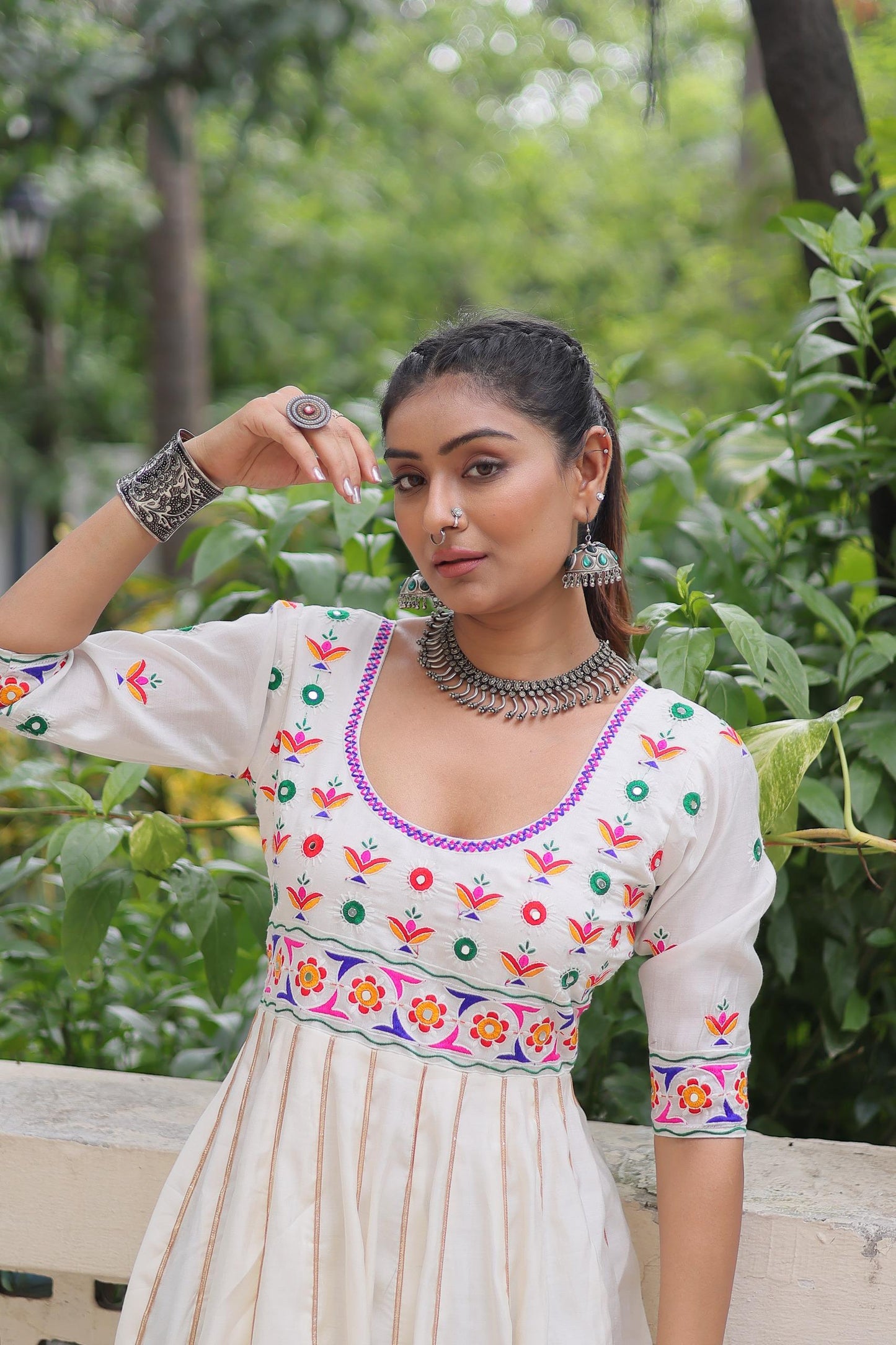 Multicolor Gota Gown for Navaratri Festival  Women Dress