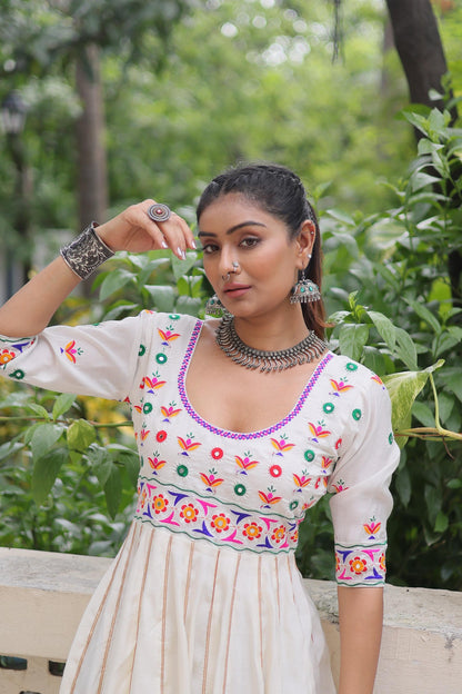 Multicolor Gota Gown for Navaratri Festival  Women Dress