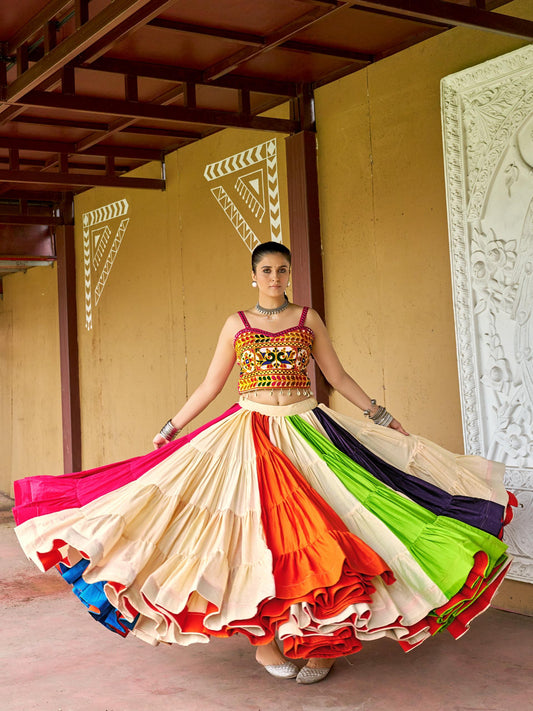 Multicolor Lehenga Choli Set Traditional Indian Dress
