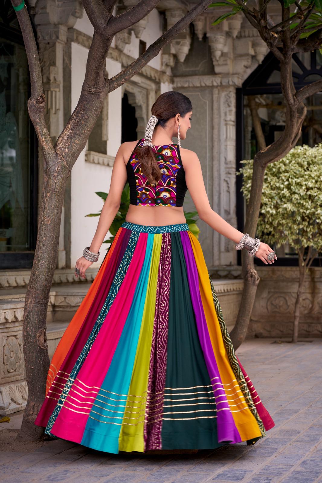 Multicolor Navratri Lehenga Choli with Gamthi Work