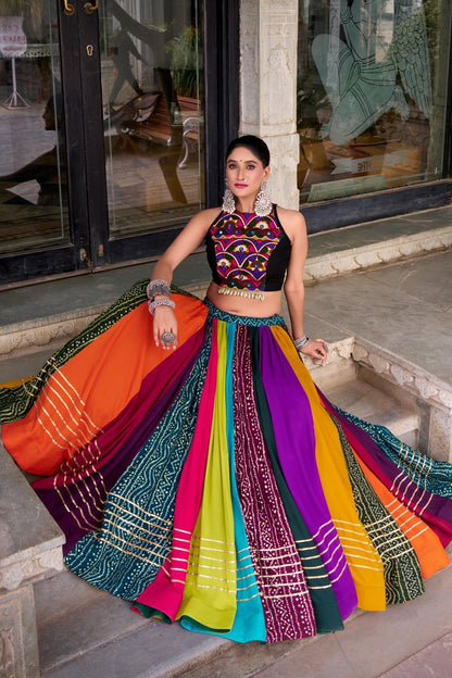 Multicolor Navratri Lehenga Choli with Gamthi Work