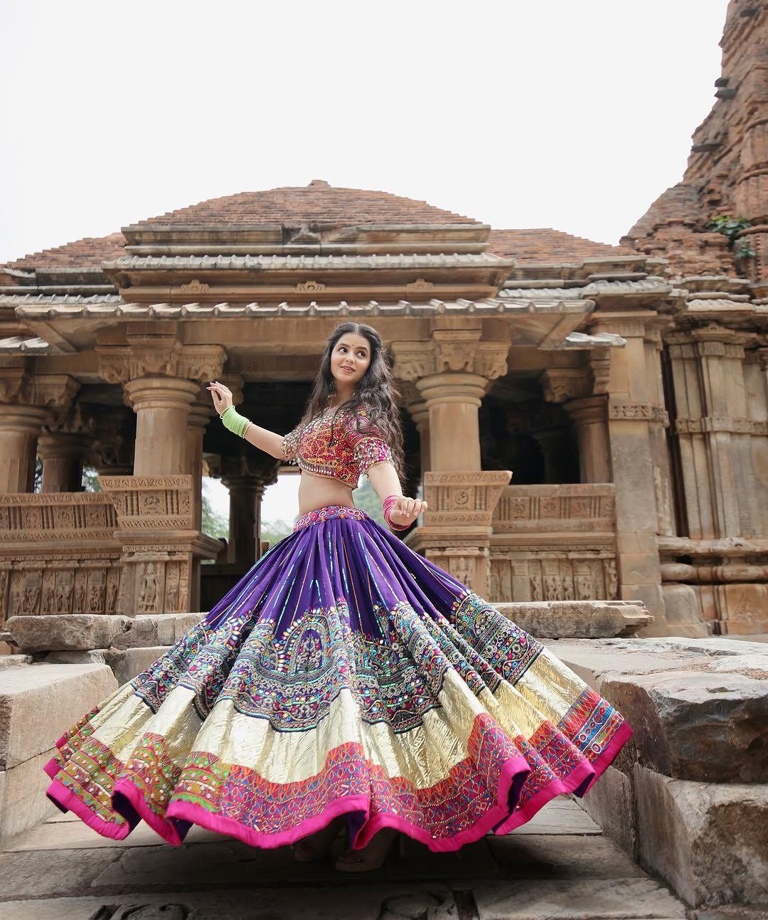 Muslin Cotton Navratri Chaniya Choli with Mirror Work