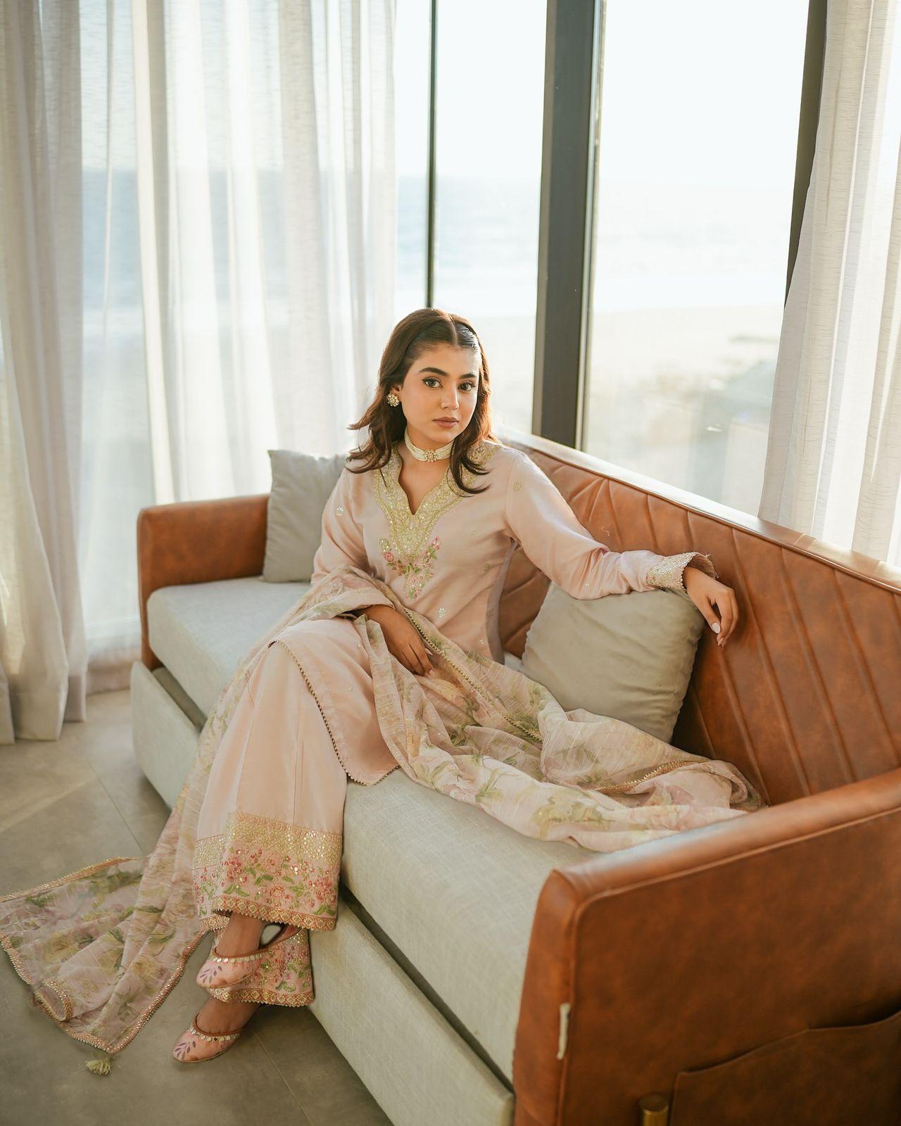 Natural Crepe Top & Palazzo With Dupatta set