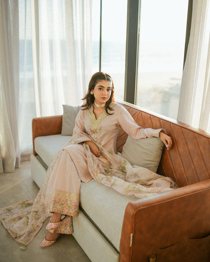 Natural Crepe Top & Palazzo With Dupatta set