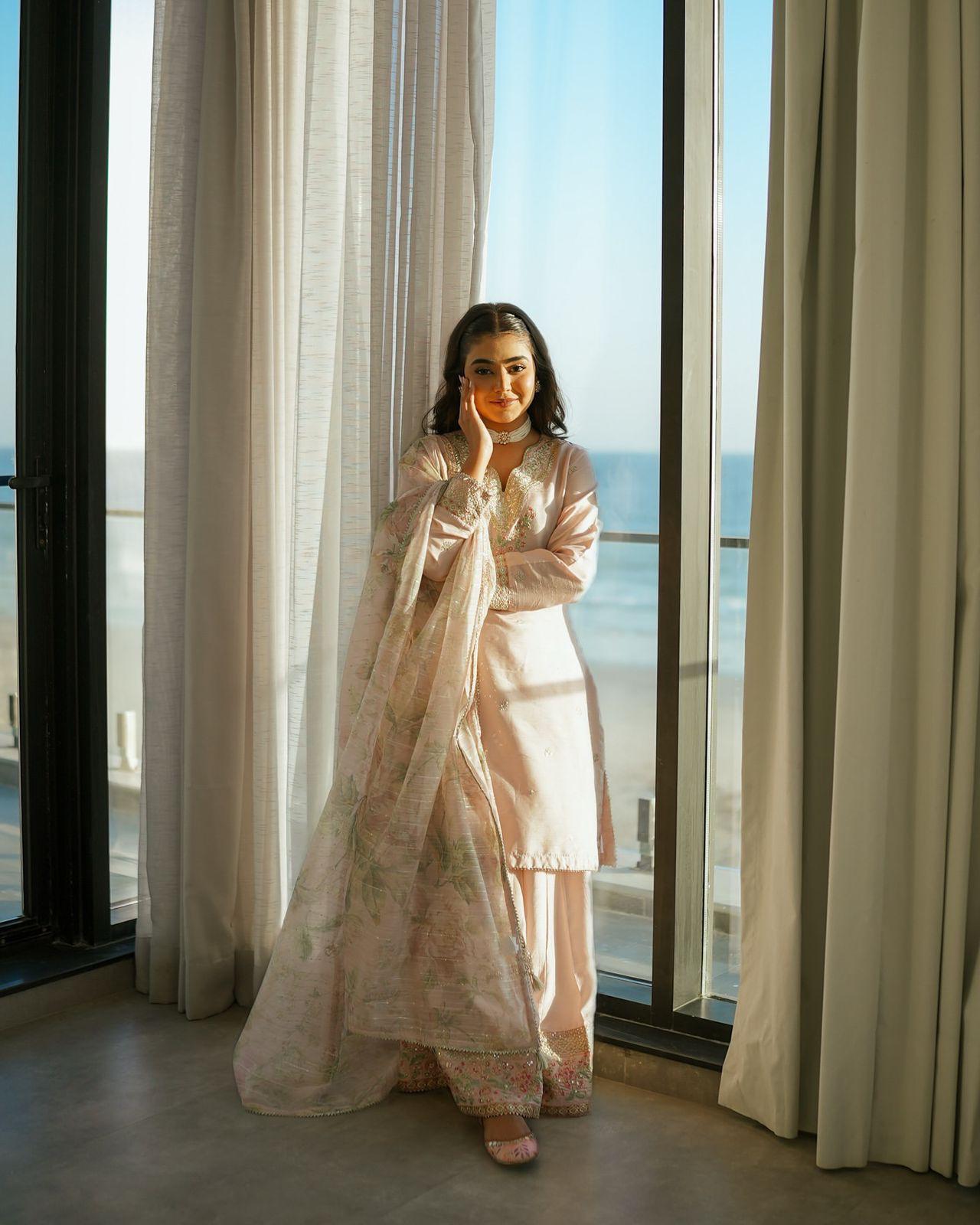 Natural Crepe Top & Palazzo With Dupatta set