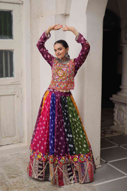Navratri Georgette Lehenga Choli with Gamthi Work