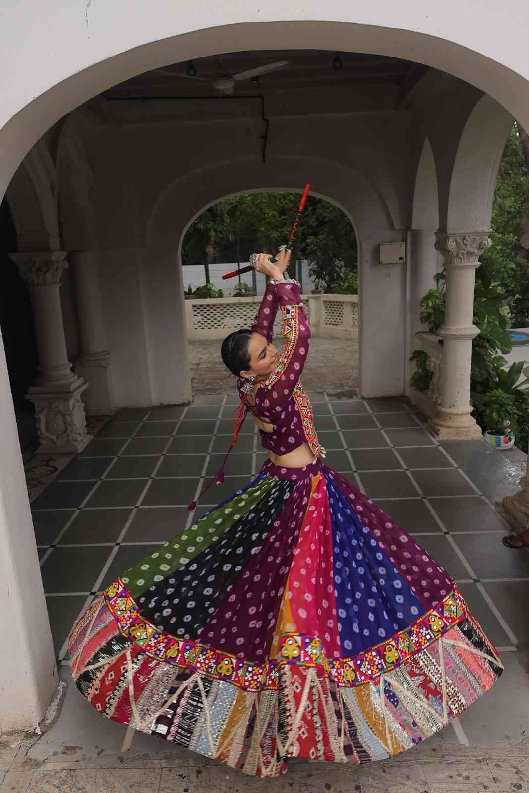 Navratri Georgette Lehenga Choli with Gamthi Work