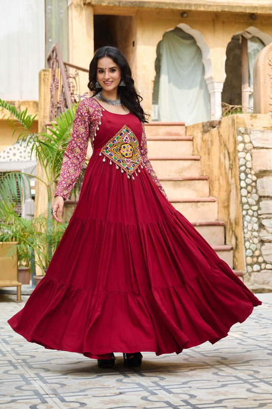 Navratri Special Embroidered Gown with Flared Silhouette
