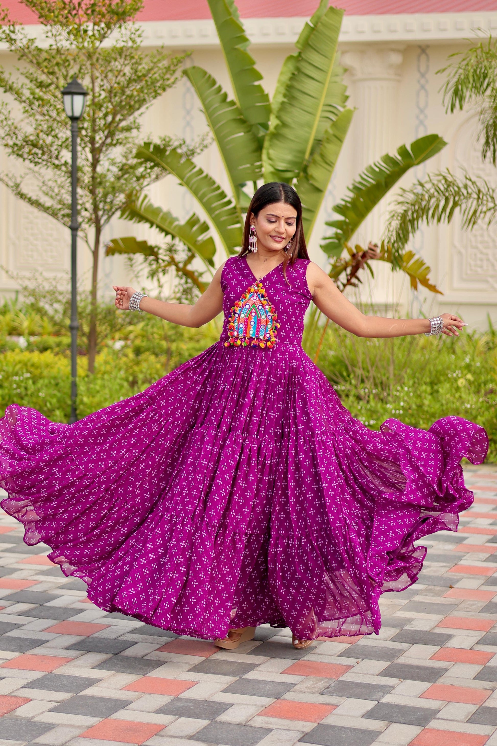 Navratri Special Gamathi Work Gown for Women