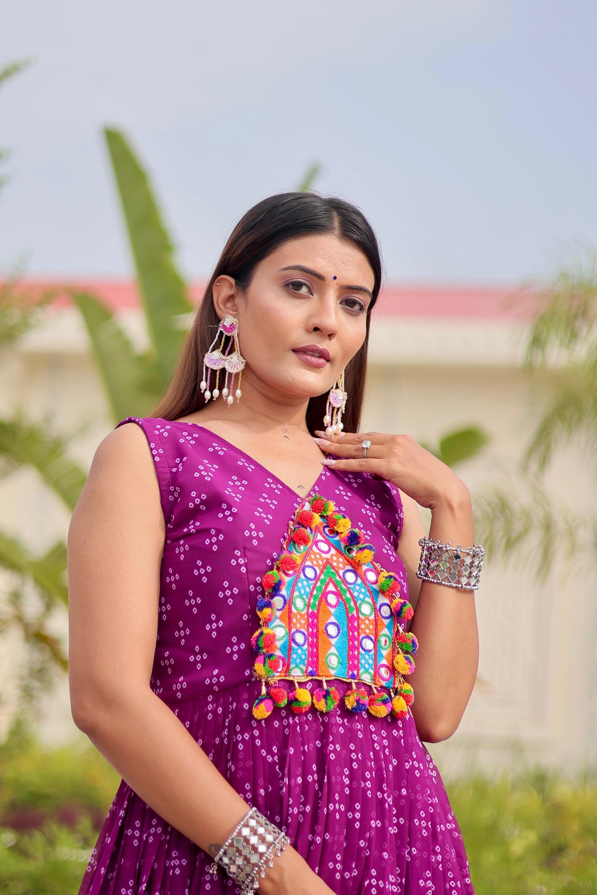 Navratri Special Gamathi Work Gown for Women