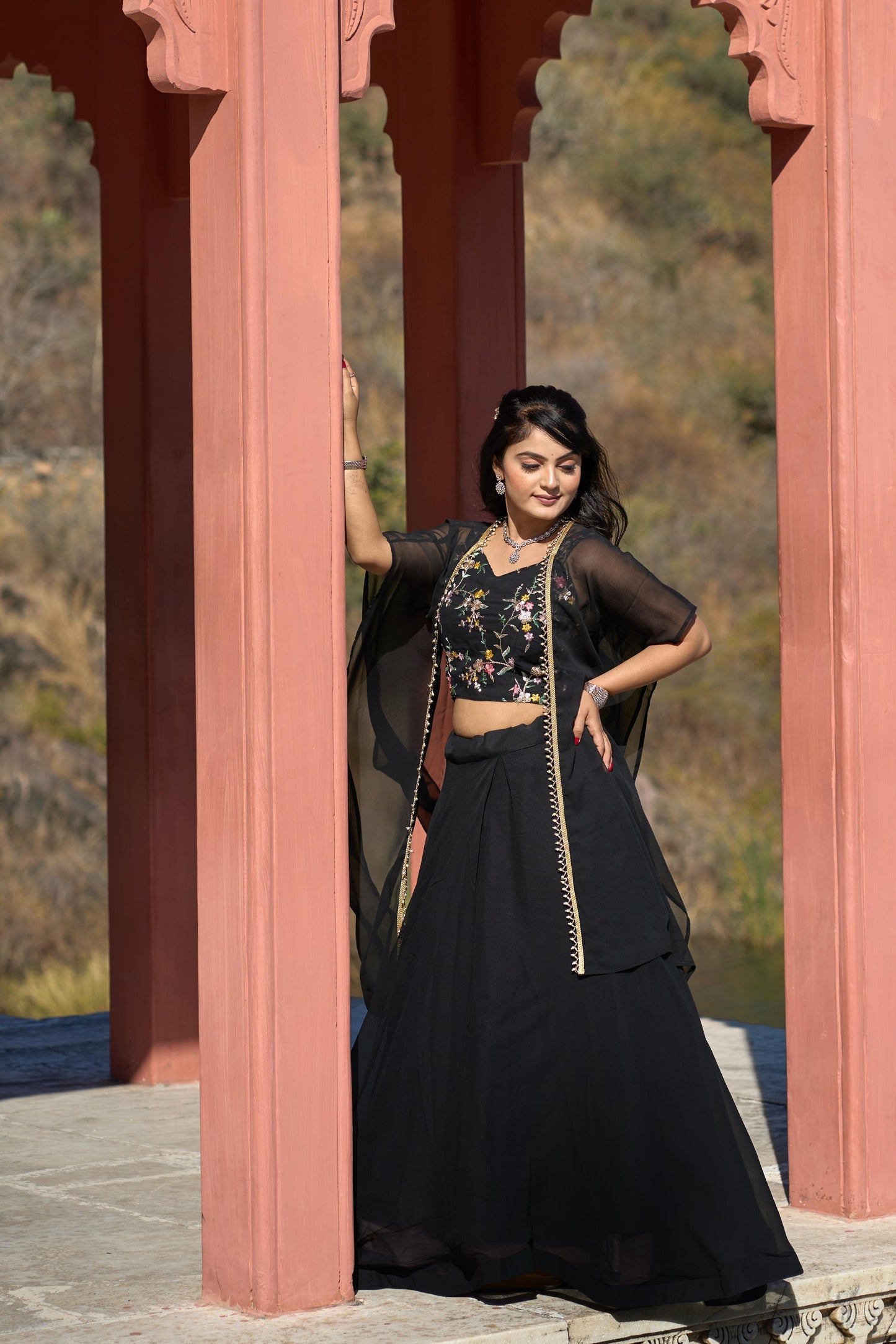 New Designer Black Embroidered Lehenga Set