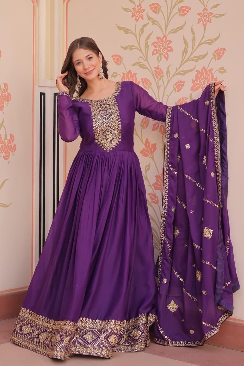 New Designer Embroidered Gown with Dupatta for Wedding