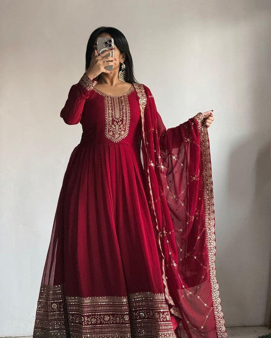 New Designer Party Gown  & Dupatta Set for Women