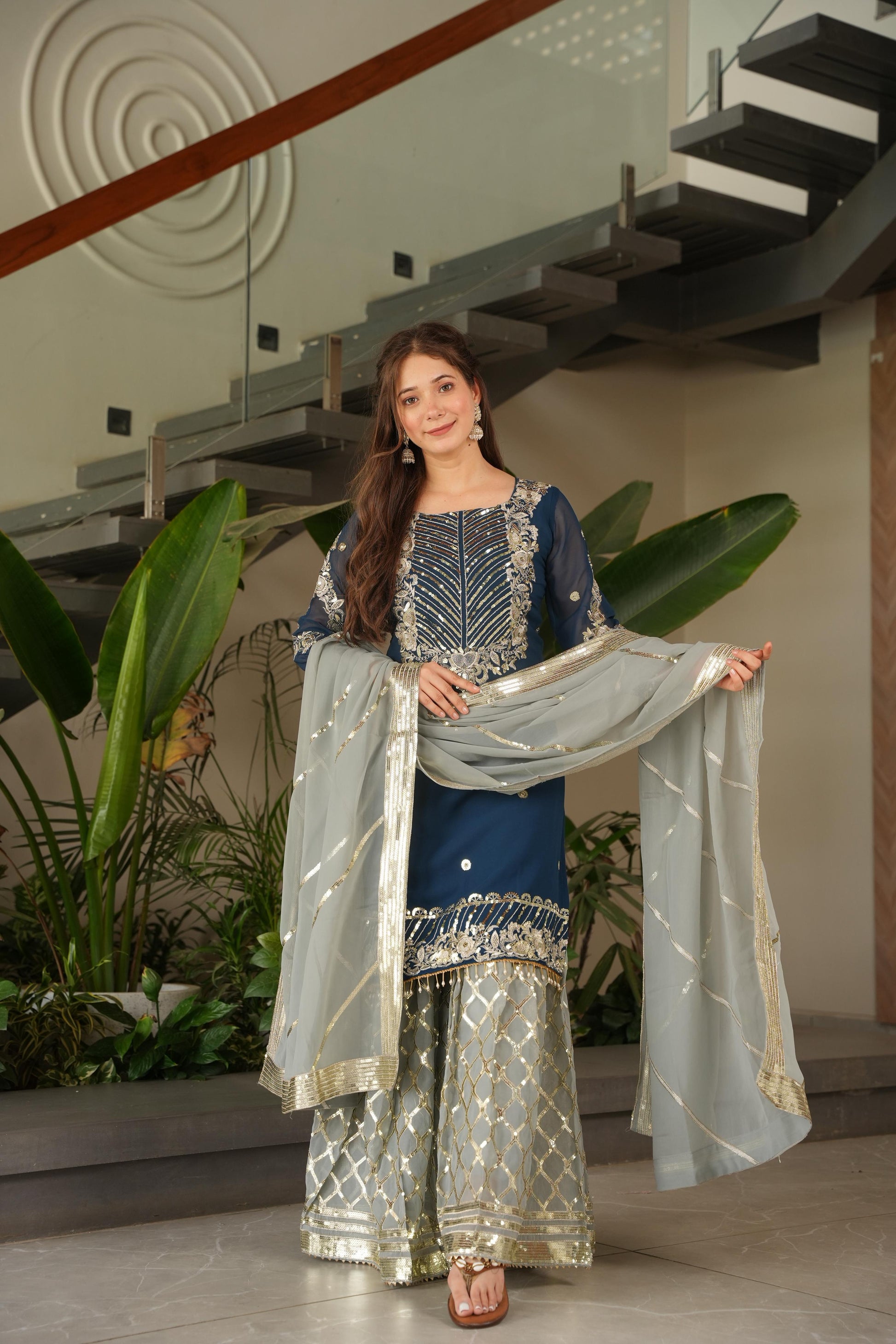 New Designer Top Plazzo Set with Dupatta Collection