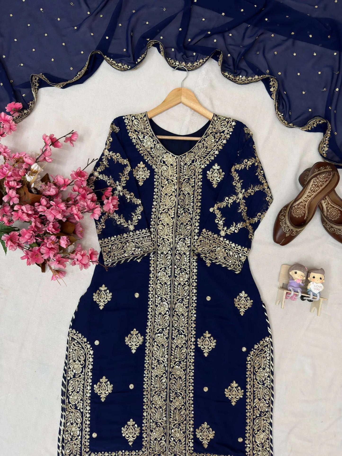 New Georgette Kurti Plazzo Set