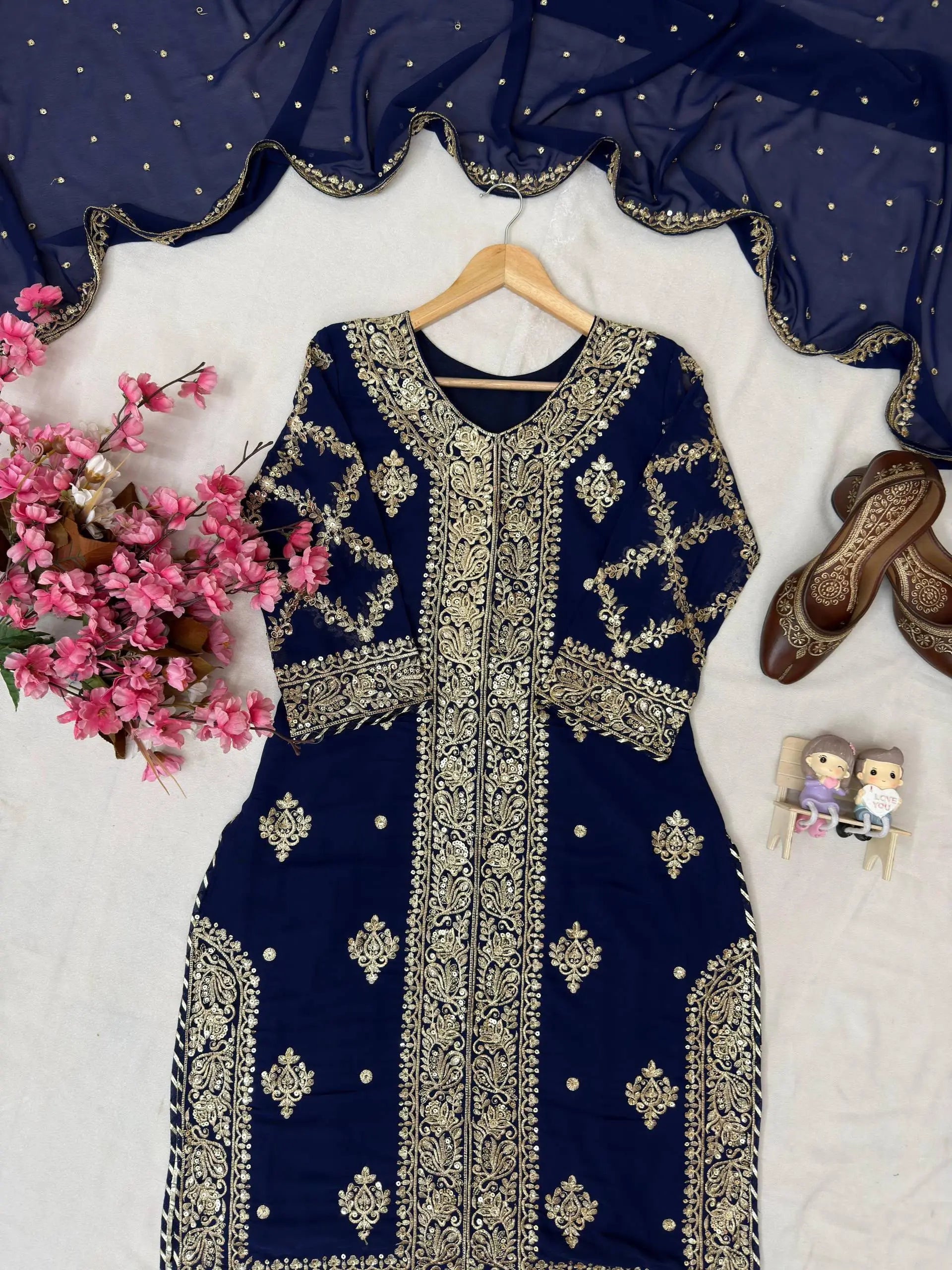 New Georgette Kurti Plazzo Set