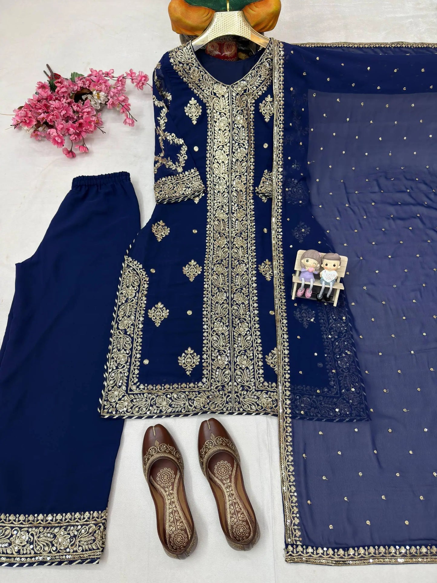 New Georgette Kurti Plazzo Set