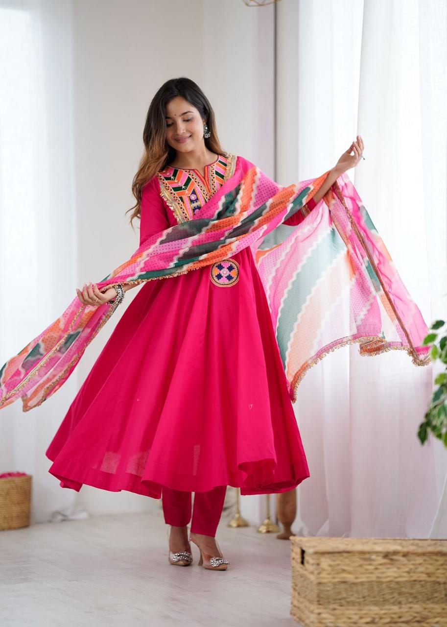 New Pink Navratri Special Premium Designer Gown