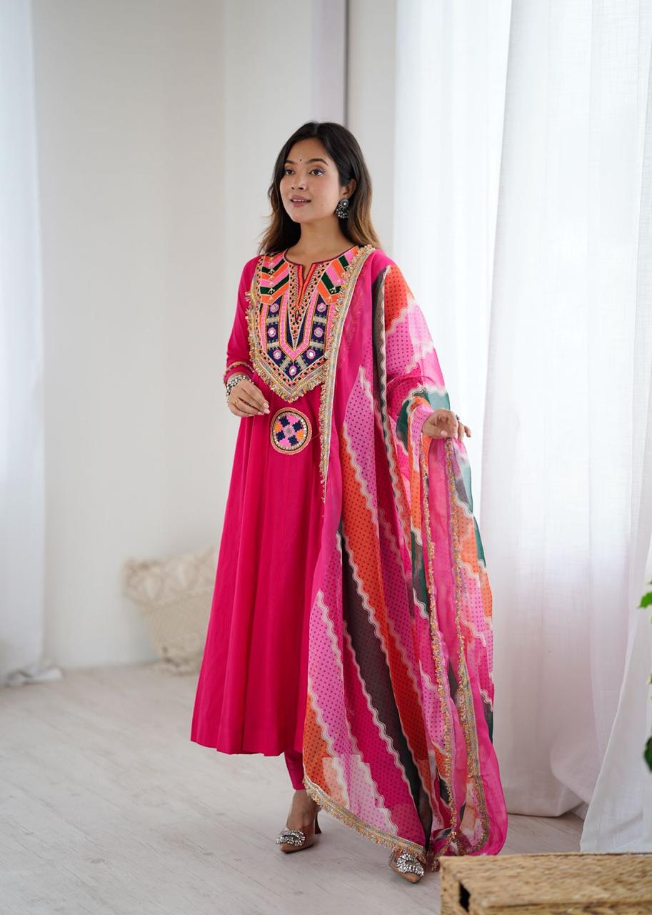 New Pink Navratri Special Premium Designer Gown