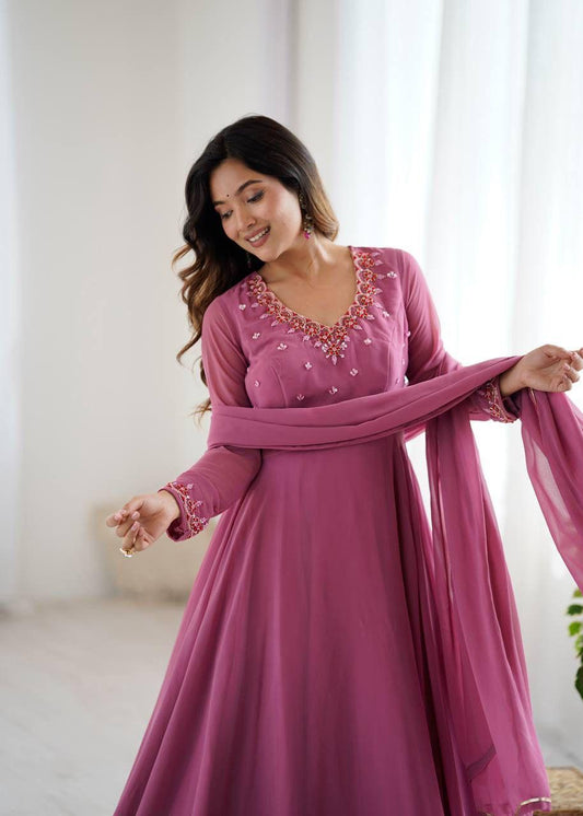 Party Wear Look Fox Georgette Gown With Dupatta