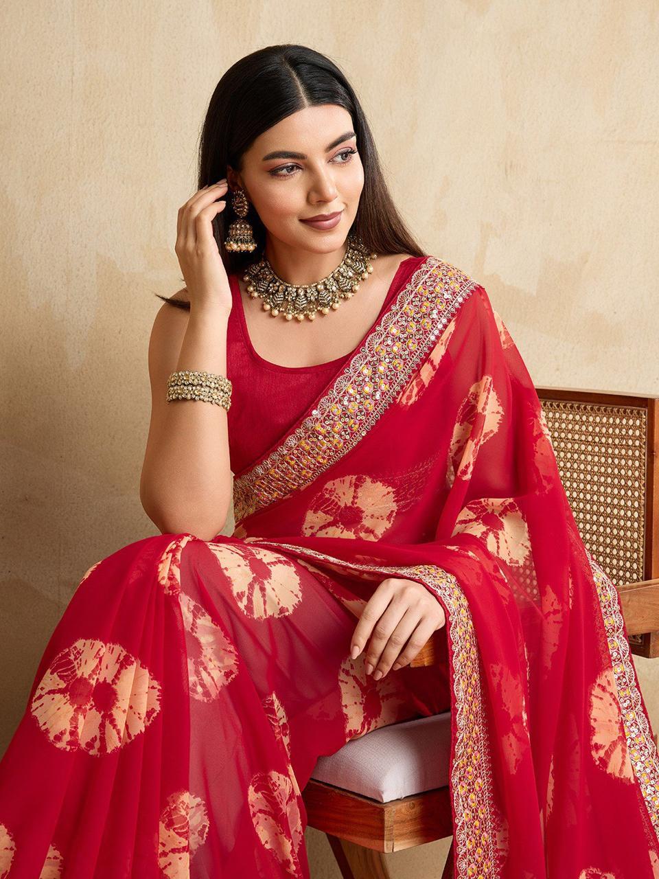 Party Wear Soft Georgette Bandhej Saree for Women