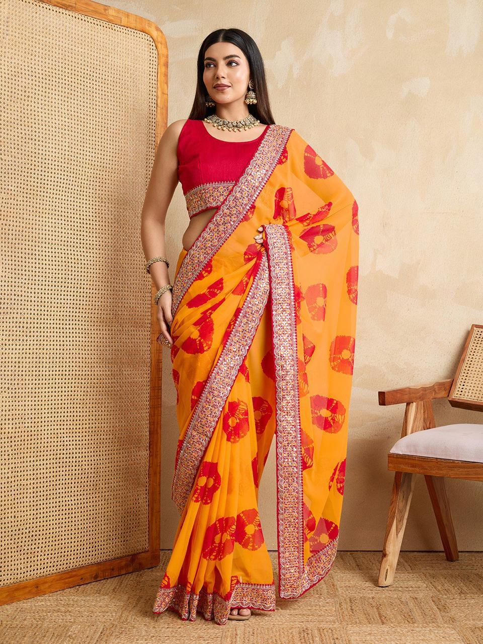 Party Wear Soft Georgette Bandhej Saree for Women