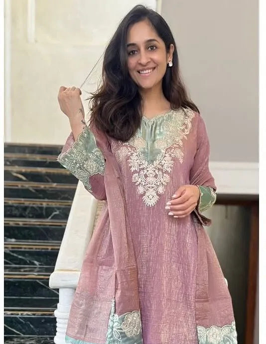 Party Wear Top, Pant & Dupatta Set
