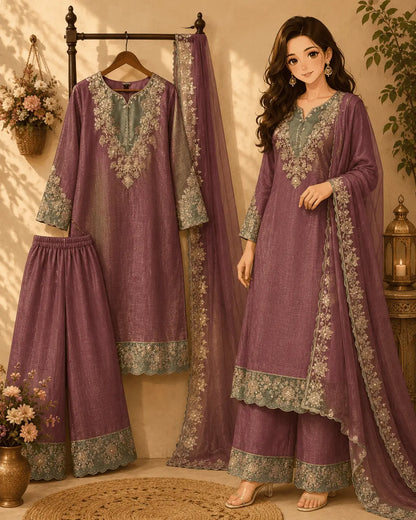 Party Wear Top, Pant & Dupatta Set