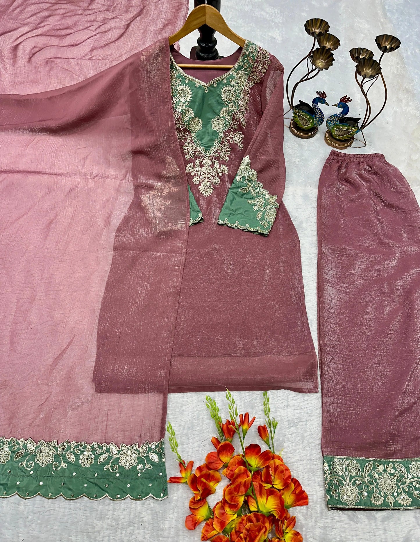 Party Wear Top, Pant & Dupatta Set