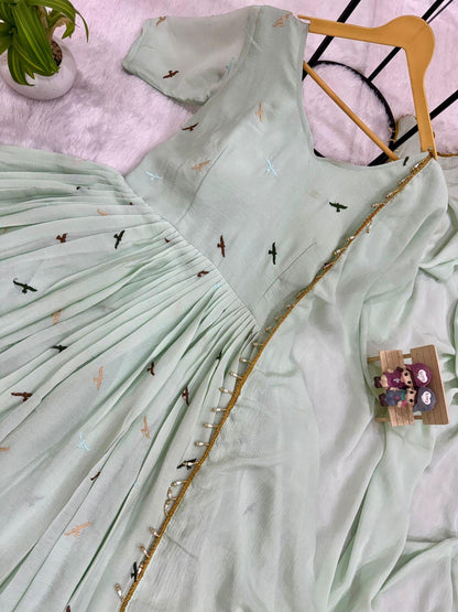 Pastel Partywear Anarkali Gown