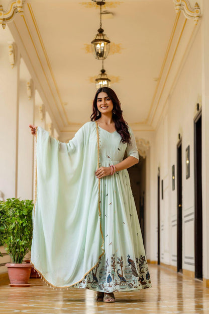 Pastel Partywear Anarkali Gown