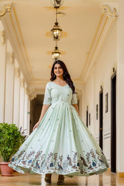 Pastel Partywear Anarkali Gown