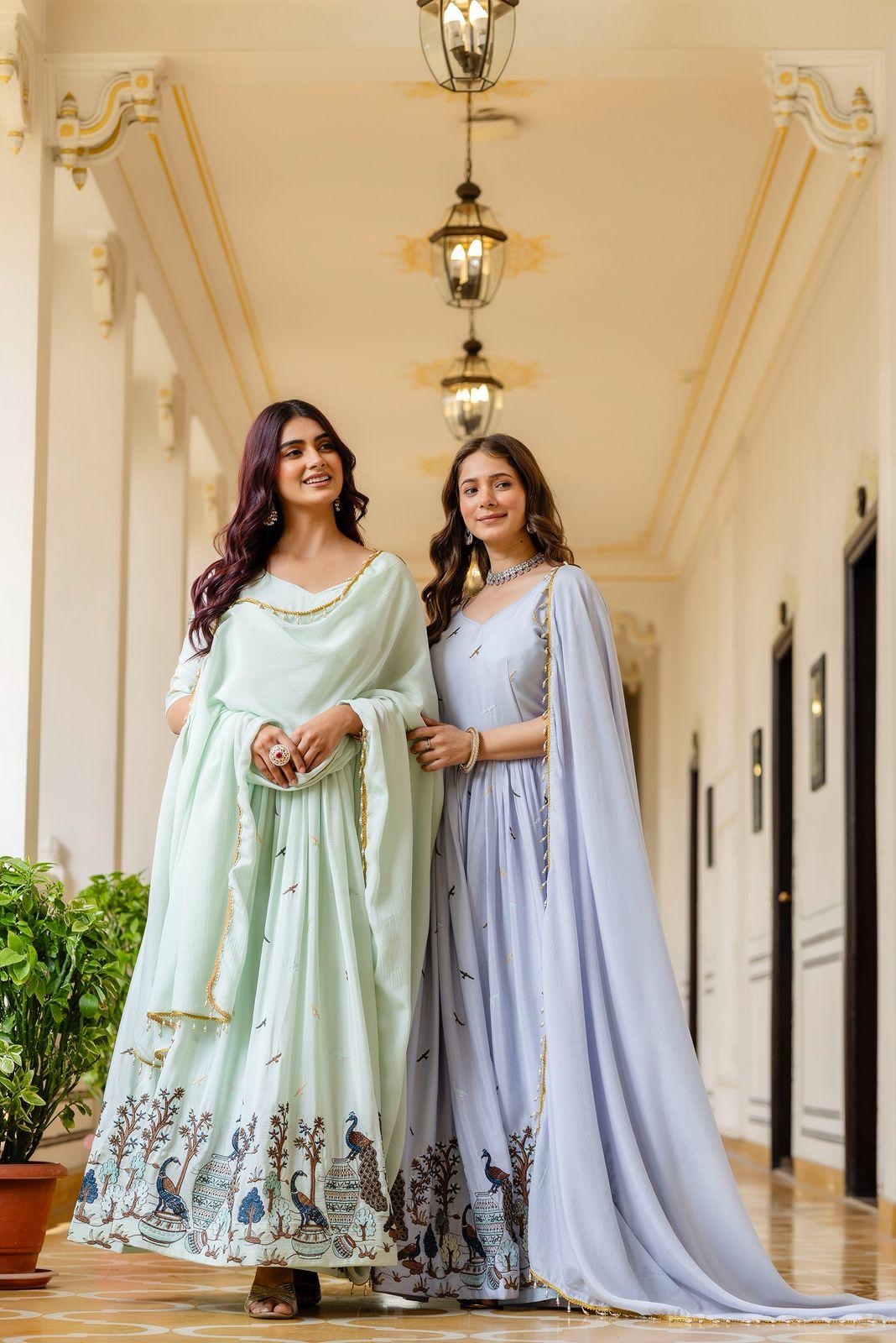 Pastel Partywear Anarkali Gown