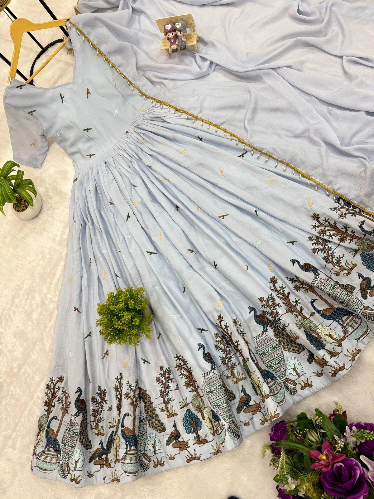 Pastel Partywear Anarkali Gown