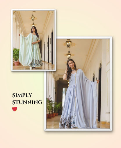 Pastel Partywear Anarkali Gown