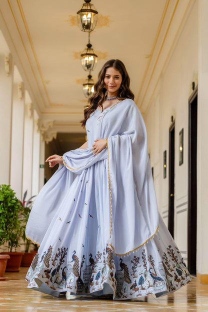 Pastel Partywear Anarkali Gown