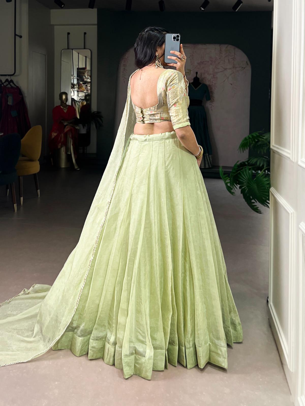 Pastel Pistachio Organza Lehenga Set