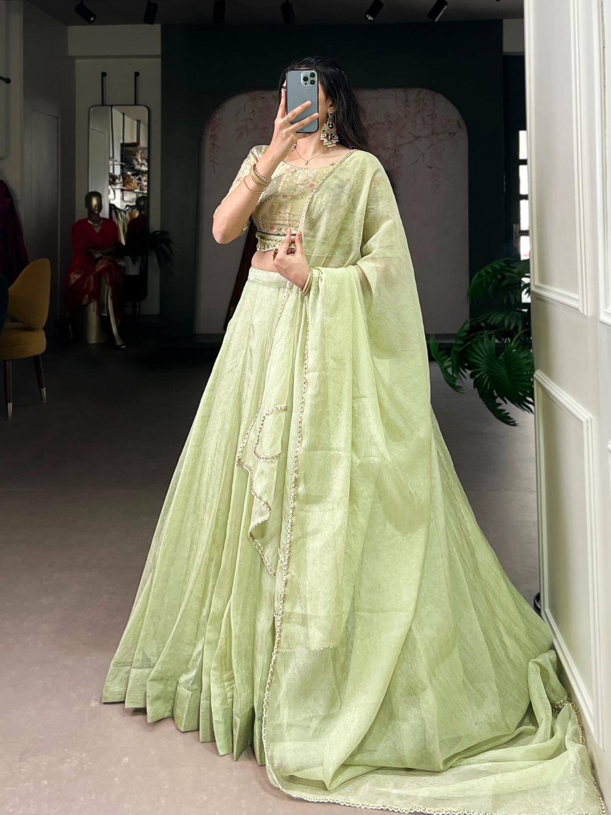 Pastel Pistachio Organza Lehenga Set