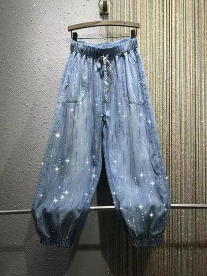 Pearl Denim High Waisted Jeans for Women  Party Wear