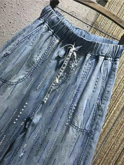 Pearl Denim High Waisted Jeans for Women  Party Wear