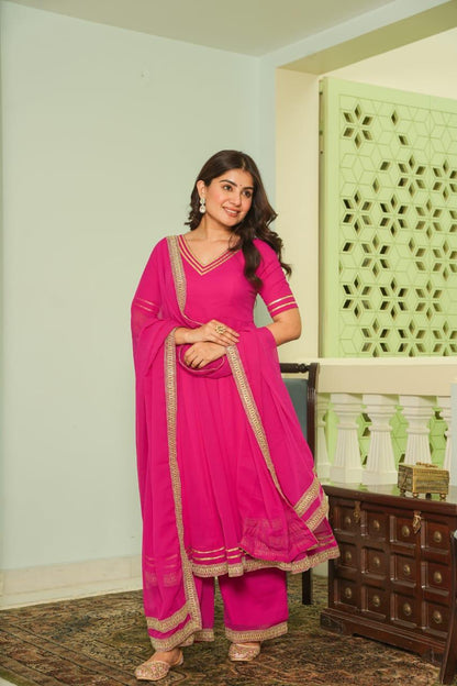 Pink Georgette Cotton Gown for Women