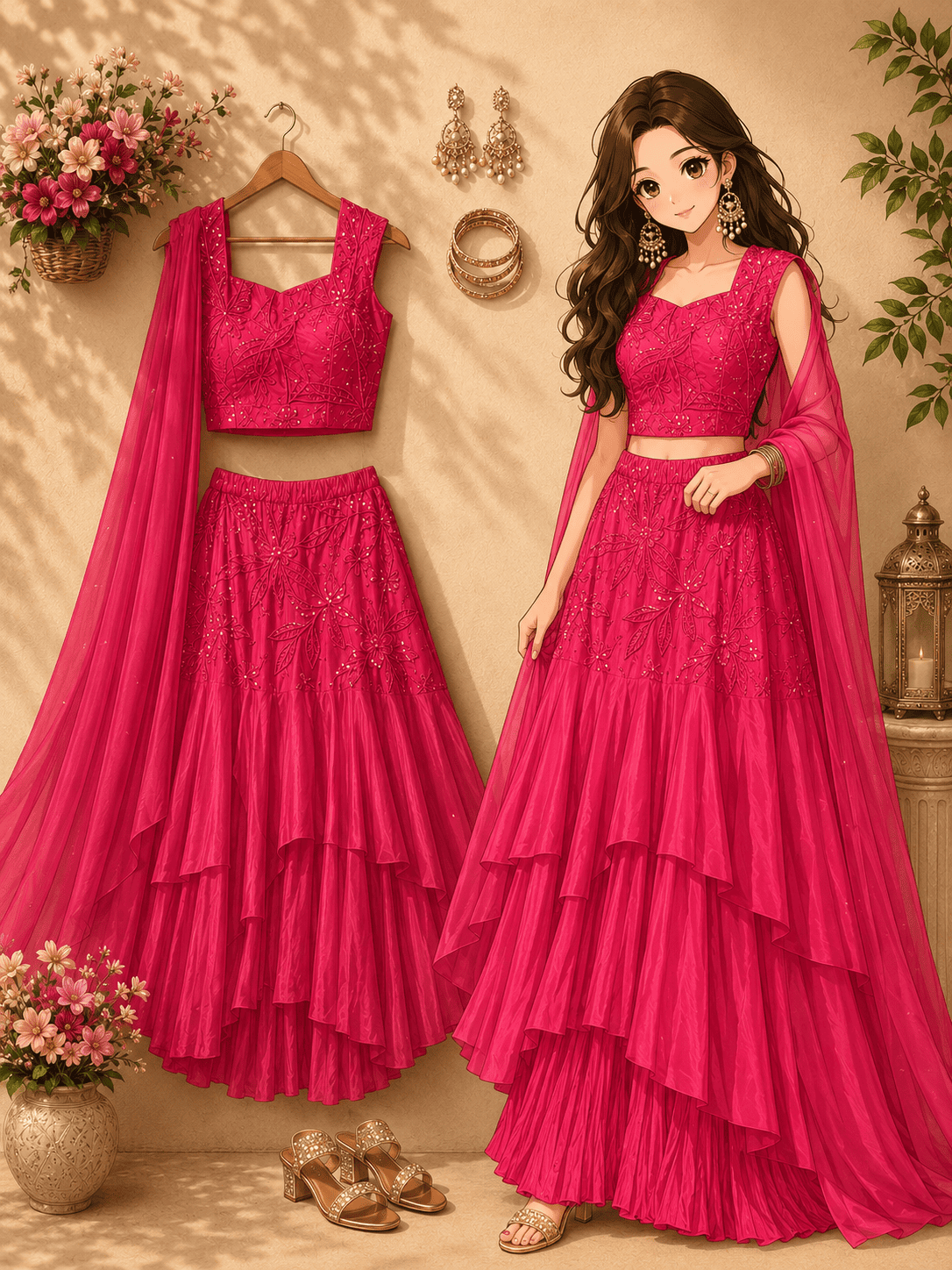 Pink Lehenga Suit Set