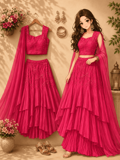 Pink Lehenga Suit Set