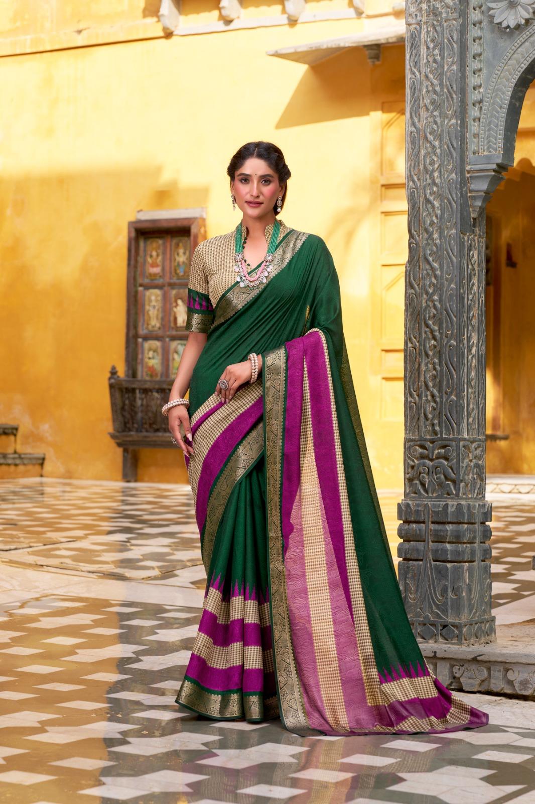 Poly Cotton Zari Border Saree for Women